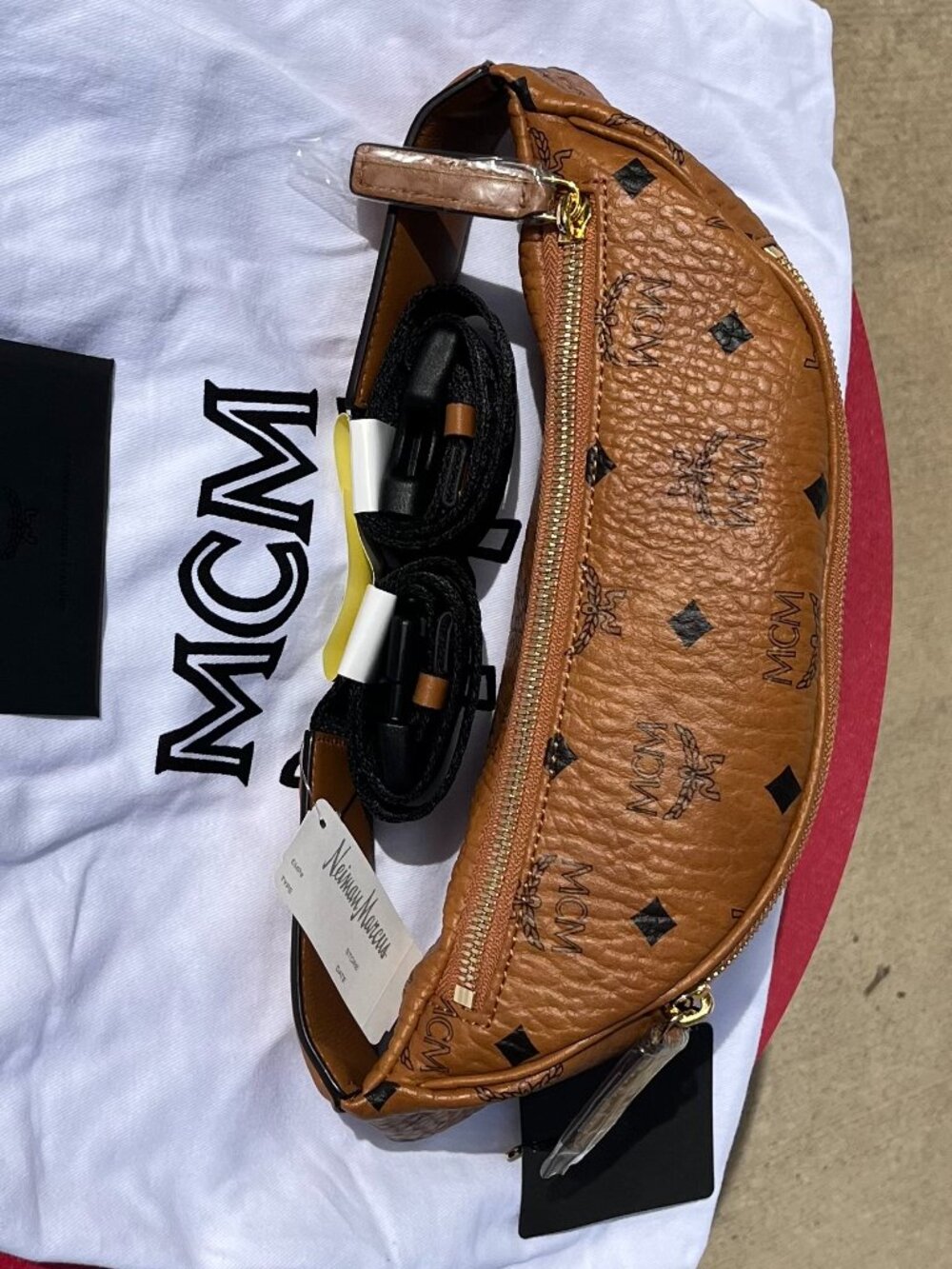 MCM Cognac Viestos Monogram Belt Bag NWT - Picture 6 of 12